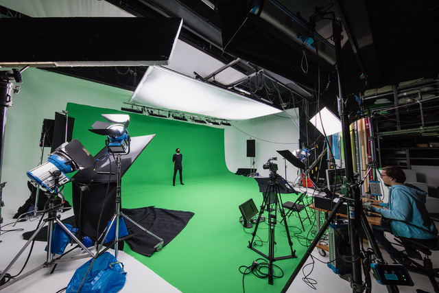 Greenscreen-Studiofläche der Westside Studios Frankfurt für Chroma-Key-Produktionen